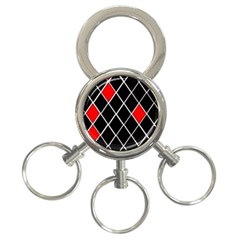 Elegant Black And White Red Diamonds Pattern 3-ring Key Chains by yoursparklingshop