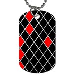 Elegant Black And White Red Diamonds Pattern Dog Tag (Two Sides) Back