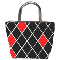 Elegant Black And White Red Diamonds Pattern Bucket Bags by yoursparklingshop