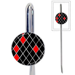 Elegant Black And White Red Diamonds Pattern Book Mark