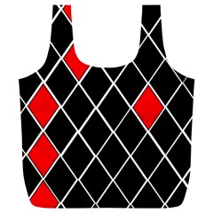 Elegant Black And White Red Diamonds Pattern Full Print Recycle Bags (l)  by yoursparklingshop