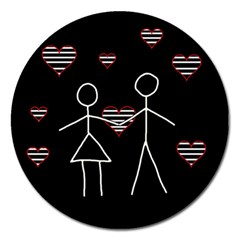 Couple In Love Magnet 5  (round) by Valentinaart