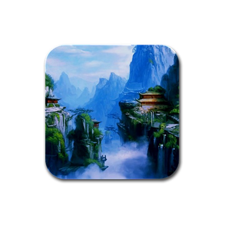 Fantasy nature Rubber Square Coaster (4 pack) 