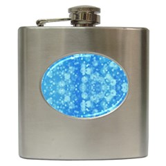 Light Circles, Dark And Light Blue Color Hip Flask (6 Oz) by picsaspassion