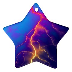Lightning Colors, Blue Sky, Pink Orange Yellow Star Ornament (two Sides)  by picsaspassion