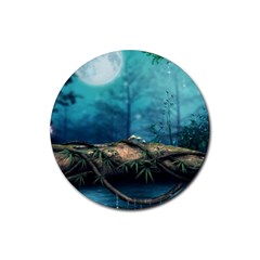 Mysterious Fantasy Nature  Rubber Round Coaster (4 Pack)  by Brittlevirginclothing