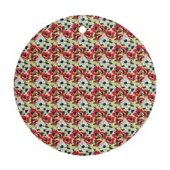 Gorgeous Red Flower Pattern Round Ornament (two Sides)  by Brittlevirginclothing