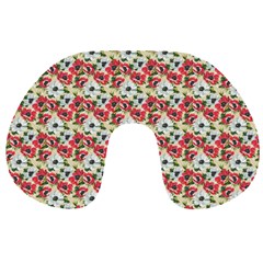 Gorgeous Red Flower Pattern Travel Neck Pillows by Brittlevirginclothing