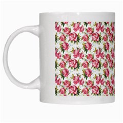 Gorgeous Pink Flower Pattern White Mugs