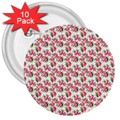 Gorgeous Pink Flower Pattern 3  Buttons (10 Pack)  by Brittlevirginclothing