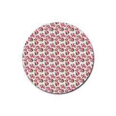 Gorgeous Pink Flower Pattern Rubber Coaster (Round) 