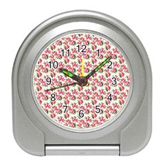 Gorgeous Pink Flower Pattern Travel Alarm Clocks