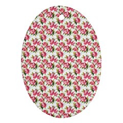 Gorgeous Pink Flower Pattern Oval Ornament (Two Sides)