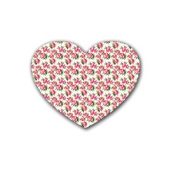 Gorgeous Pink Flower Pattern Heart Coaster (4 pack) 