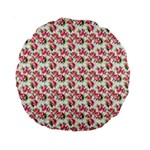 Gorgeous Pink Flower Pattern Standard 15  Premium Round Cushions Back