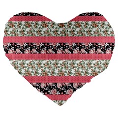 Cute Flower Pattern Large 19  Premium Heart Shape Cushions by Brittlevirginclothing