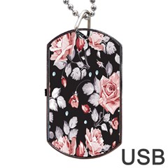 Vintage Flower Dog Tag Usb Flash (two Sides)  by Brittlevirginclothing