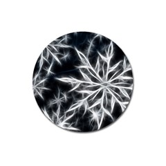 Snowflake In Feather Look, Black And White Magnet 3  (round) by picsaspassion