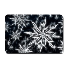 Snowflake In Feather Look, Black And White Small Doormat 