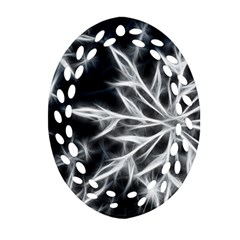 Snowflake In Feather Look, Black And White Ornament (oval Filigree)  by picsaspassion