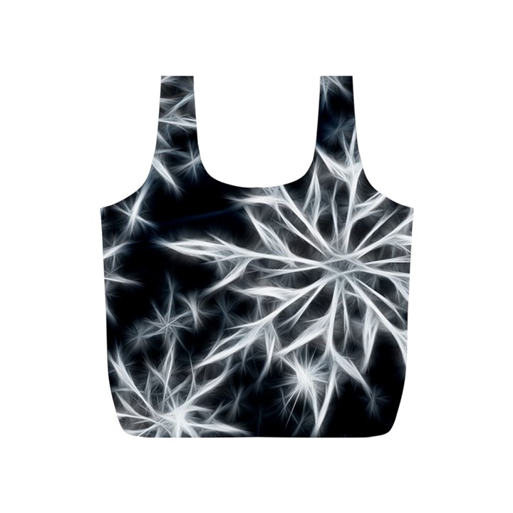 Snowflake in feather look, black and white Full Print Recycle Bags (S) 