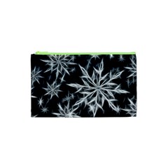 Snowflake In Feather Look, Black And White Cosmetic Bag (xs)