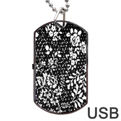 Flower Dog Tag Usb Flash (one Side) by Brittlevirginclothing