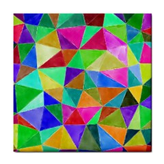Triangles, colorful watercolor art  painting Tile Coasters