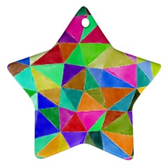 Triangles, colorful watercolor art  painting Ornament (Star) 