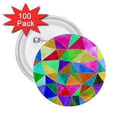 Triangles, colorful watercolor art  painting 2.25  Buttons (100 pack) 