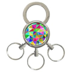 Triangles, colorful watercolor art  painting 3-Ring Key Chains