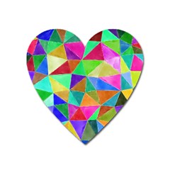Triangles, colorful watercolor art  painting Heart Magnet