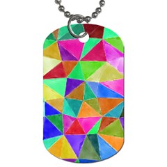 Triangles, colorful watercolor art  painting Dog Tag (One Side)