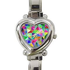Triangles, colorful watercolor art  painting Heart Italian Charm Watch