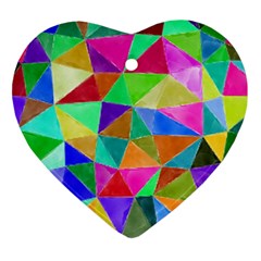 Triangles, colorful watercolor art  painting Heart Ornament (2 Sides)