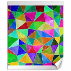 Triangles, colorful watercolor art  painting Canvas 16  x 20  