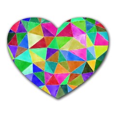 Triangles, colorful watercolor art  painting Heart Mousepads