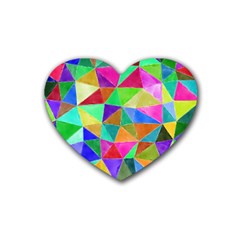 Triangles, colorful watercolor art  painting Heart Coaster (4 pack) 