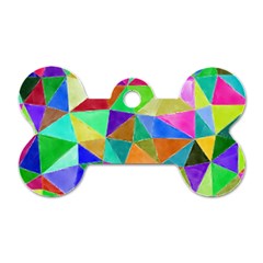 Triangles, colorful watercolor art  painting Dog Tag Bone (One Side)