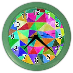 Triangles, colorful watercolor art  painting Color Wall Clocks
