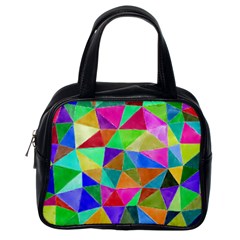 Triangles, colorful watercolor art  painting Classic Handbags (One Side)