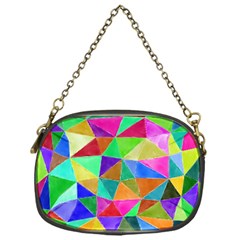 Triangles, colorful watercolor art  painting Chain Purses (One Side) 