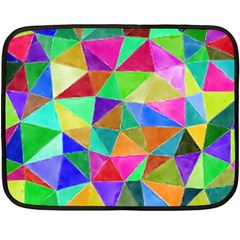 Triangles, colorful watercolor art  painting Double Sided Fleece Blanket (Mini) 