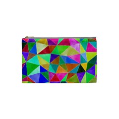 Triangles, colorful watercolor art  painting Cosmetic Bag (Small) 
