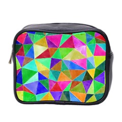 Triangles, colorful watercolor art  painting Mini Toiletries Bag 2-Side