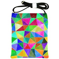 Triangles, colorful watercolor art  painting Shoulder Sling Bags