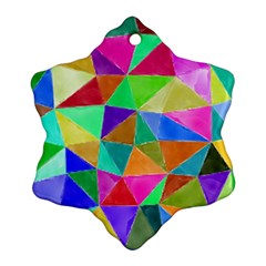 Triangles, colorful watercolor art  painting Ornament (Snowflake) 