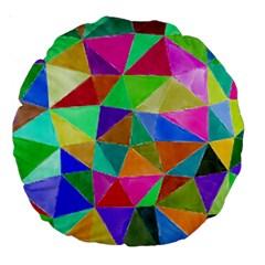 Triangles, colorful watercolor art  painting Large 18  Premium Round Cushions