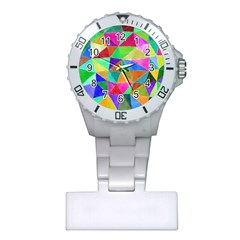 Triangles, colorful watercolor art  painting Plastic Nurses Watch