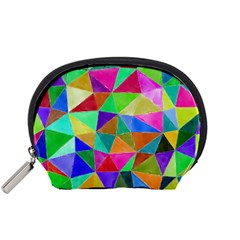 Triangles, colorful watercolor art  painting Accessory Pouches (Small) 